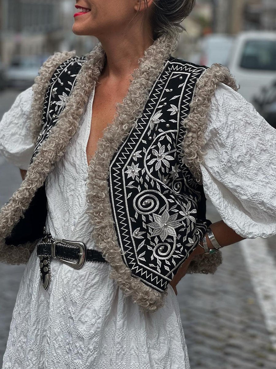 Printed Patchwork Vest