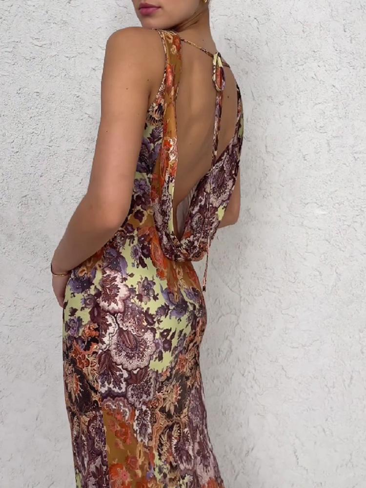 sleeveless printed dress