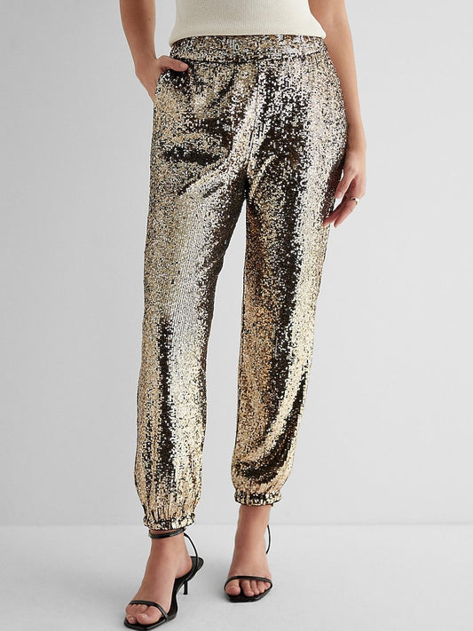 Sequin High Waist Pants