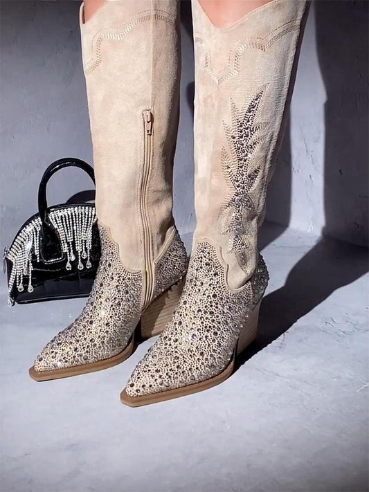 Diamond Embroidered Boots