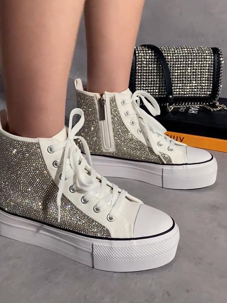 Fashion Rhinestone High Top Shoes