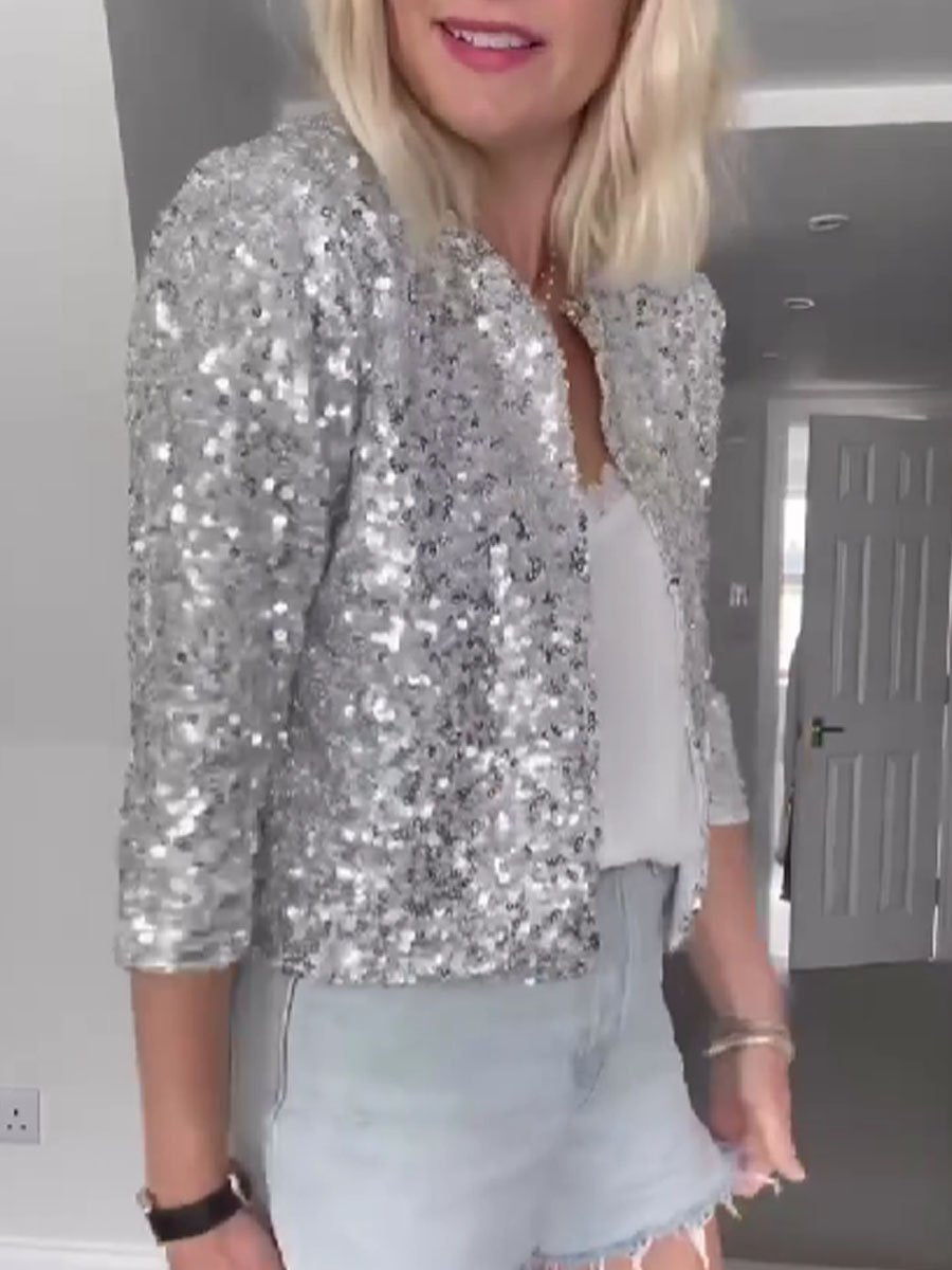 Silver Sequin Bolero Jacket