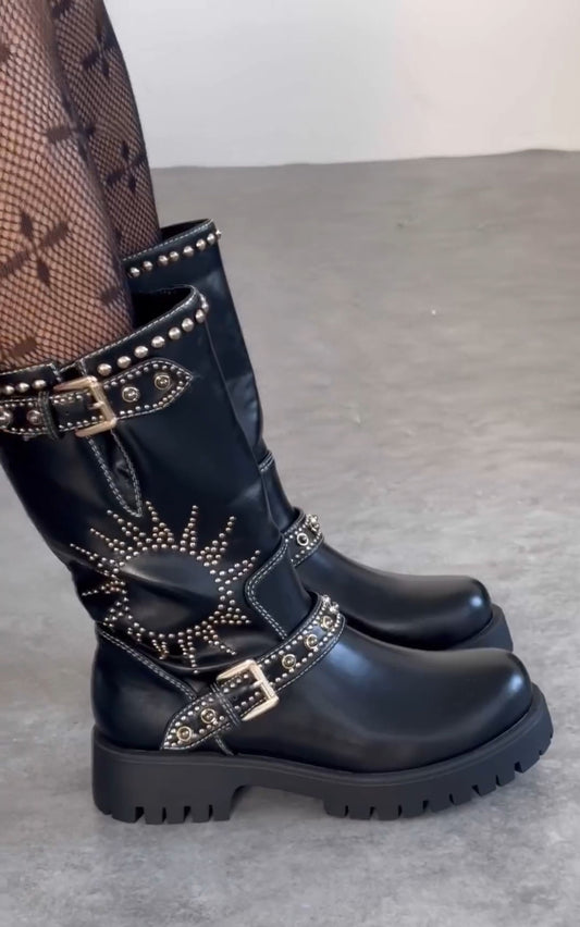 Beaded Mid-calf Boots