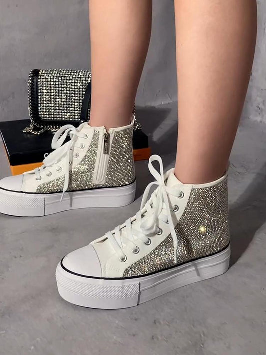 Fashion Rhinestone High Top Shoes