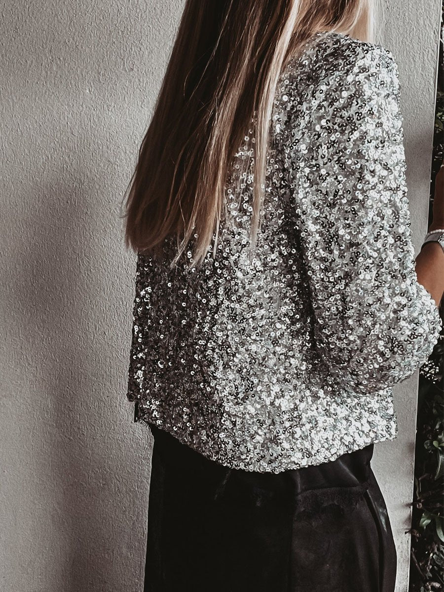 Silver Sequin Bolero Jacket