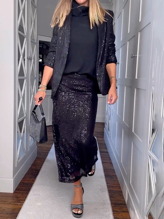 Sequin Blazer & Skirt
