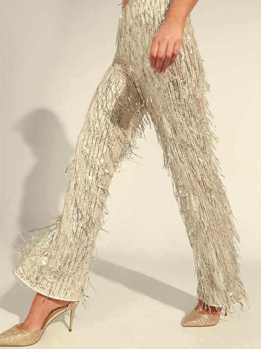 Sequin Fringe Pants