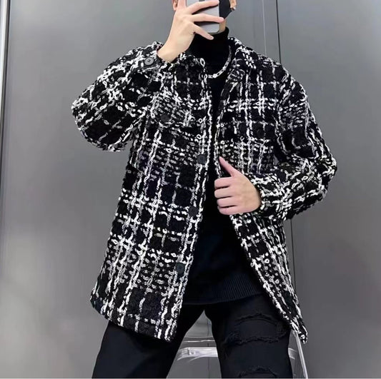 Trendy and versatile plaid cotton-padded jacket