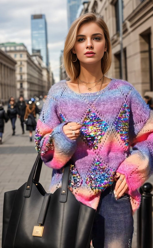 Rainbow Colored Knit Sweater